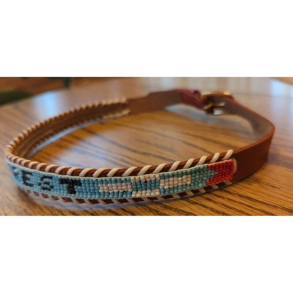 NOS Magic Forest Lake George NY Novelty Beaded Leather Belt Kids Youth Adult 26